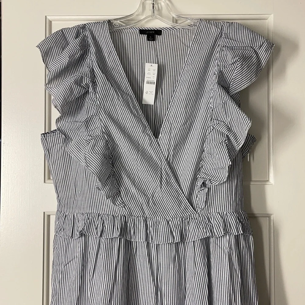 J.Crew Ruffle-sleeve cotton voile dress in stripe AX318